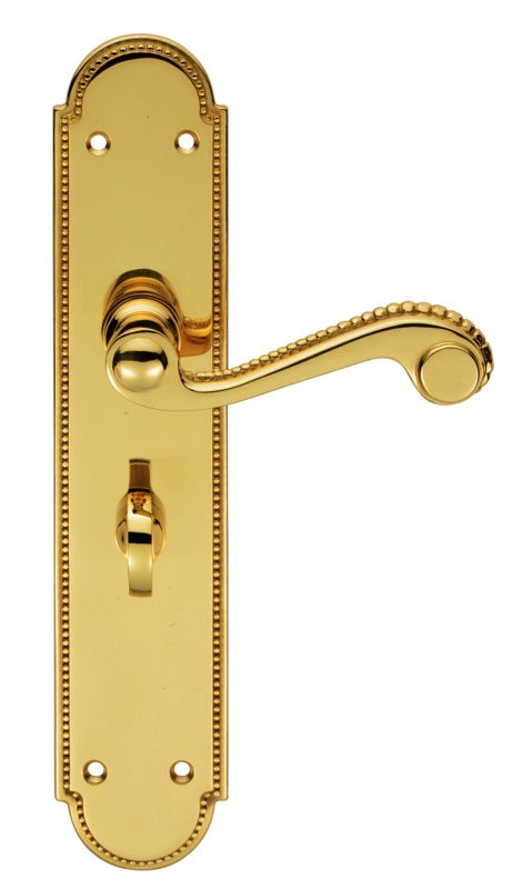 CHESHAM LEVER ON BACKPLATE - BATHROOM 57MM C/C - POLISHED BRASS - 248MM X 50MM - PAIR