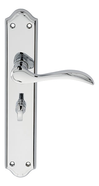 MADRID LEVER ON BACKPLATE - BATHROOM 57MM C/C - POLISHED CHROME - 242MM X 45MM - PAIR