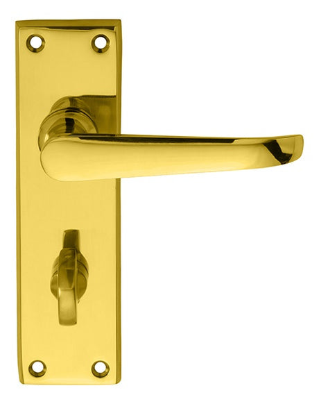 ASCOT HEAVY VICTORIAN LEVER ON BACKPLATE - BATHROOM 57MM C/C - POLISHED BRASS - 150MM X 43MM - PAIR