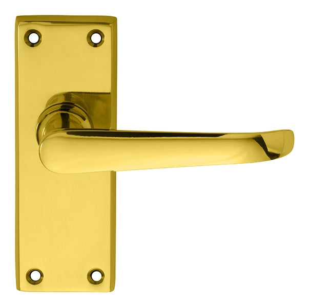 ASCOT HEAVY VICTORIAN LEVER ON BACKPLATE - LATCH - POLISHED BRASS - 118MM X 43MM - PAIR