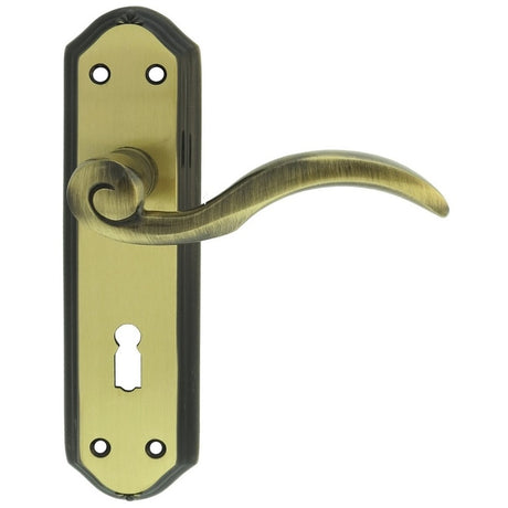 WENTWORTH LEVER ON BACKPLATE - LOCK 57MM C/C - FLORENTINE BRONZE - 180MM X 48MM - PAIR