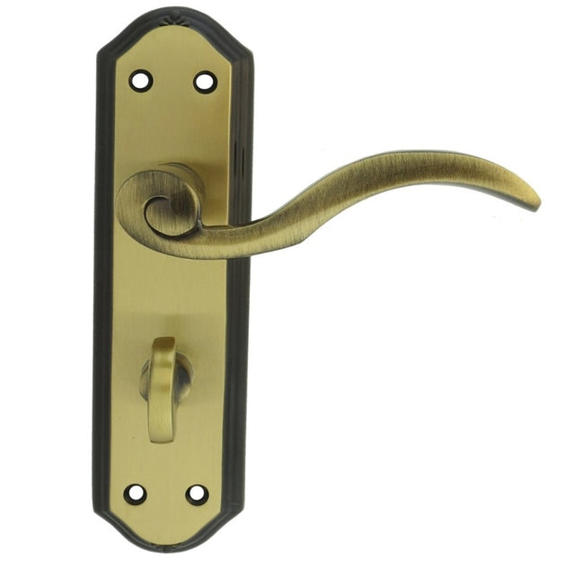 WENTWORTH LEVER ON BACKPLATE - BATHROOM 57MM C/C - FLORENTINE BRONZE - 180MM X 48MM - PAIR