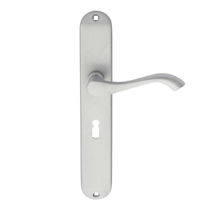 ANDROS LEVER ON BACKPLATE - LOCK 57MM C/C - SATIN CHROME - 242MM X 40MM - PAIR