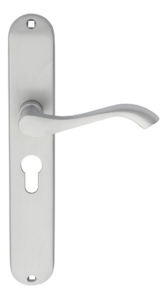 ANDROS LEVER ON BACKPLATE - LOCK EURO PROFILE 47.5MM C/C - SATIN CHROME - 242MM X 40MM - PAIR