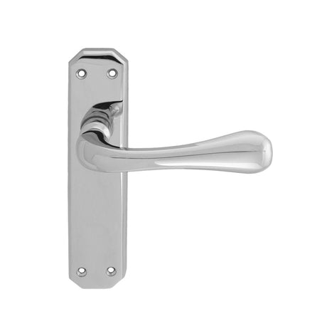 EDEN LEVER ON BACKPLATE - LATCH - POLISHED CHROME - 180MM X 40MM - PAIR