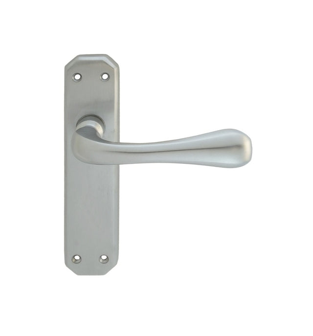 EDEN LEVER ON BACKPLATE - LATCH - SATIN CHROME - 180MM X 40MM - PAIR