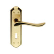 LYTHAM LEVER ON BACKPLATE - LOCK 57MM C/C SATIN BRASS BACKPLATE FACE POLISHED EDGES AND LEVER - SATIN BRASS/POLISHED BRASS - 180MM X 48MM - PAIR