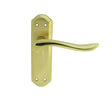 LYTHAM LEVER ON BACKPLATE - LATCH SATIN BRASS BACKPLATE FACE POLISHED EDGES AND LEVER - SATIN BRASS/POLISHED BRASS - 180mm x 48mm - PAIR