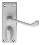 VICTORIAN SCROLL LEVER ON BACKPLATE - PRIVACY - SATIN CHROME - 118MM X 43MM - PAIR
