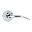 LEVER ON ROUND ROSE - POLISHED CHROME - 57MM - PAIR