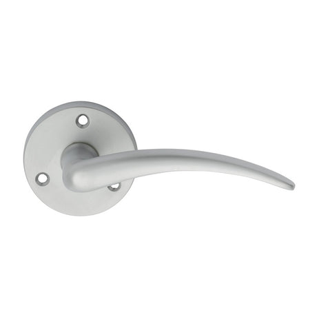 LEVER  ON ROUND ROSE - SATIN CHROME - 57MM - PAIR