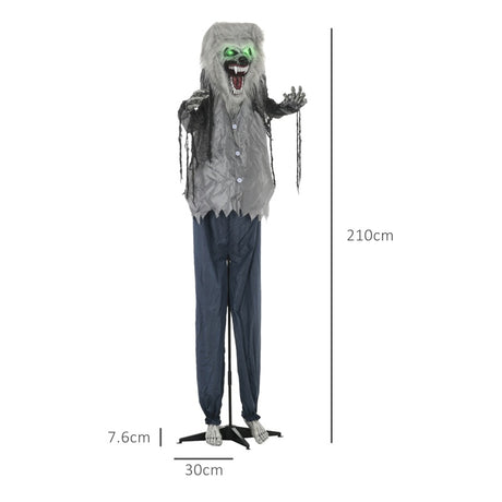 HOMCOM 6'8" Skeleton Werewolf Halloween Animatronic, with Glowing Eyes