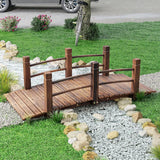 Outsunny 1.5M Wooden Garden Bridge Lawn Dcor Stained Finish Arc Outdoor Pond Walkway w/ Railings Water Yard Decoration