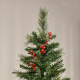 HOMCOM 7ft Pencil Artificial Christmas Tree with Realistic Branches, Red Berries, Auto Open, Green