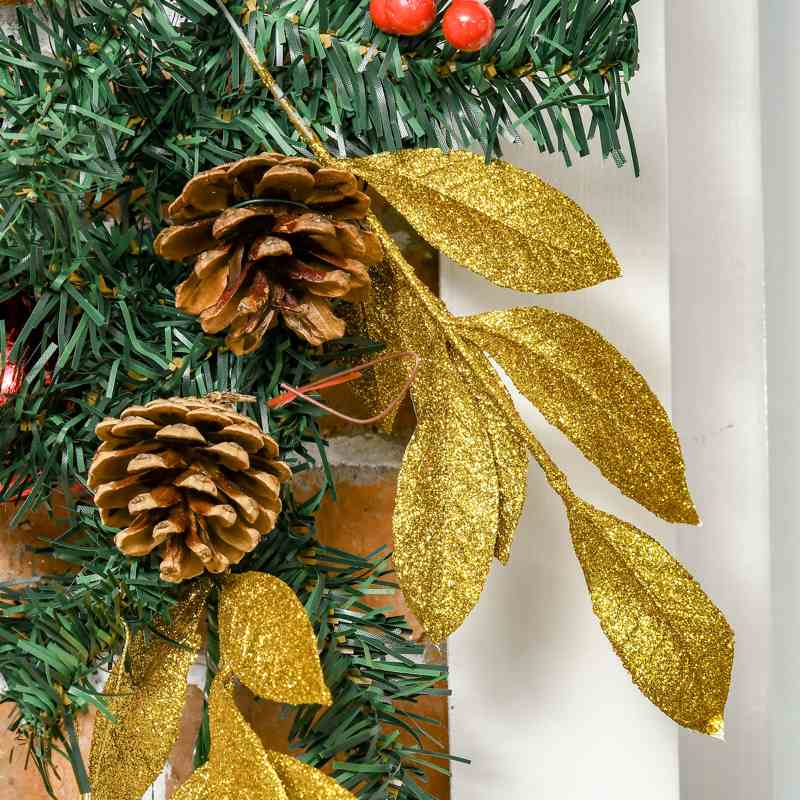 HOMCOM 2.7M Artificial Christmas Garland w/ Pine Cones Decorations Seasonal Style Beauty Home Fireplace Doors