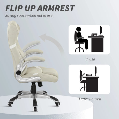 Vinsetto Linen-Look Office Chair, with Adjustable Height and Tension - Beige