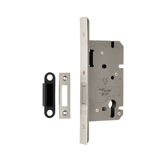 DIN EURO DEADLOCK 60MM - SECURITY - SATIN STAINLESS STEEL - EACH