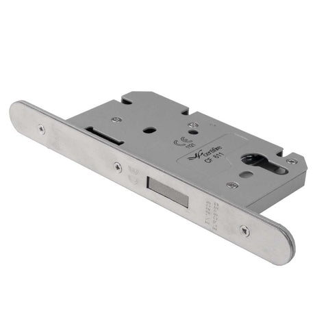 DIN EURO DEADLOCK 60MM - SECURITY - RADIUS - SATIN STAINLESS STEEL - EACH