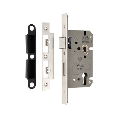 DIN EURO SASHLOCK 60MM - (72MM C/C) - SATIN STAINLESS STEEL - EACH