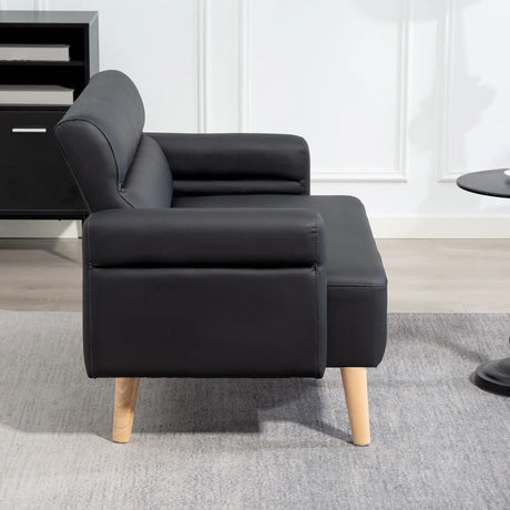 HOMCOM Small Faux Leather 2 Seater Sofa Settee - Black