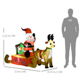 HOMCOM 4ft Christmas Inflatable Santa Claus Sledge Sleigh Reindeer Blow Up Decoration Xmas Dcor for Garden
