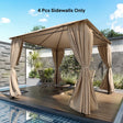 Outsunny 4 Pack Replacement Gazebo Curtains Privacy Panel for Most 3 x 3 m Gazebo, Outdoor Shelter Sidewalls, Khaki