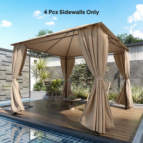 Outsunny 4 Pack Replacement Gazebo Curtains Privacy Panel for Most 3 x 3 m Gazebo, Outdoor Shelter Sidewalls, Khaki