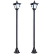 Outsunny Set of 2 Outdoor Garden Solar Post Lamp Sensor Dimmable LED Lantern Bollard IP44 Energy-saving 1.2M Tall, Black