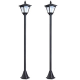 Outsunny Set of 2 Outdoor Garden Solar Post Lamp Sensor Dimmable LED Lantern Bollard IP44 Energy-saving 1.2M Tall, Black