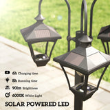 Outsunny Solar Lamp Post with Dusk-to-Dawn Sensor Street Light with 3-Head Planter 185 cm Black