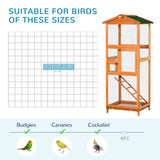 PawHut Wooden Bird Cage Budgie Cage for Canary Parakeet Aviary with Removable Tray,Asphalt Roof for Outdoor Indoor