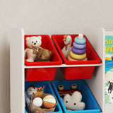 AIYAPLAY Toy Storage Unit, 3-Tier Toy Organiser Shelf with 6 Removable Storage Bins for Bedroom, Nursery, Multicoloured