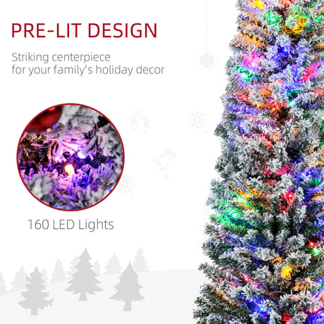 HOMCOM 6' Artificial Prelit Christmas Trees Holiday Dcor with Colourful LED Lights, Flocked Tips, Berry, Pine Cone