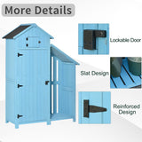 Outsunny Wooden Shed, Garden Storage Cabinet with Log Store, Waterproof Asphalt Roof and Lockable Door, Narrow Tool Organizer, 130 x 55 x 180 cm