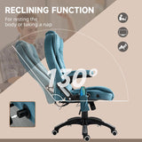 Vinsetto Massage Recliner Chair Heated Office Chair with Six Massage Points Velvet-Feel Fabric 360 Swivel Wheels Blue