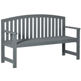 Outsunny 2 Seater Wooden Garden Bench with Armrest, Outdoor Furniture Chair for Park, Balcony, Grey