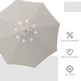 Outsunny 3.3m Elegant Wooden Parasol - Grey