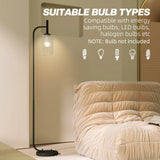 HOMCOM Floor Lamp for Living Room with Glass Lampshade, Modern Standing Lamp with Foot Switch for Bedroom, Bulb not Included, Black
