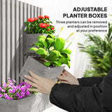 Outsunny Wall-mounted Wooden Garden Planters with Trellis, Drainage Holes and 3 Planter Boxes for Patio, Grey