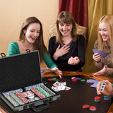 SPORTNOW 400-Piece Poker Chips Set with Lightweight ABS Case, Casino Texas Holdem Poker Set with Mat, 11.5g Numbered Poker Chips, Two Decks of Cards, Dealer, Five Dices, Grey