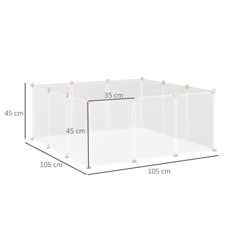 PawHut Pet Playpen DIY Small Animal Cage Open Enclosure Portable Plastic Fence 12 Panels for Hedgehog Guinea Pig White