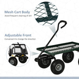 Outsunny Garden Trolley Cart, Heavy Duty Garden Cart with Metal Frame, 10" Pneumatic Wheels, Rotating Handle, 150kg Capacity, for Garden, Farm, Green