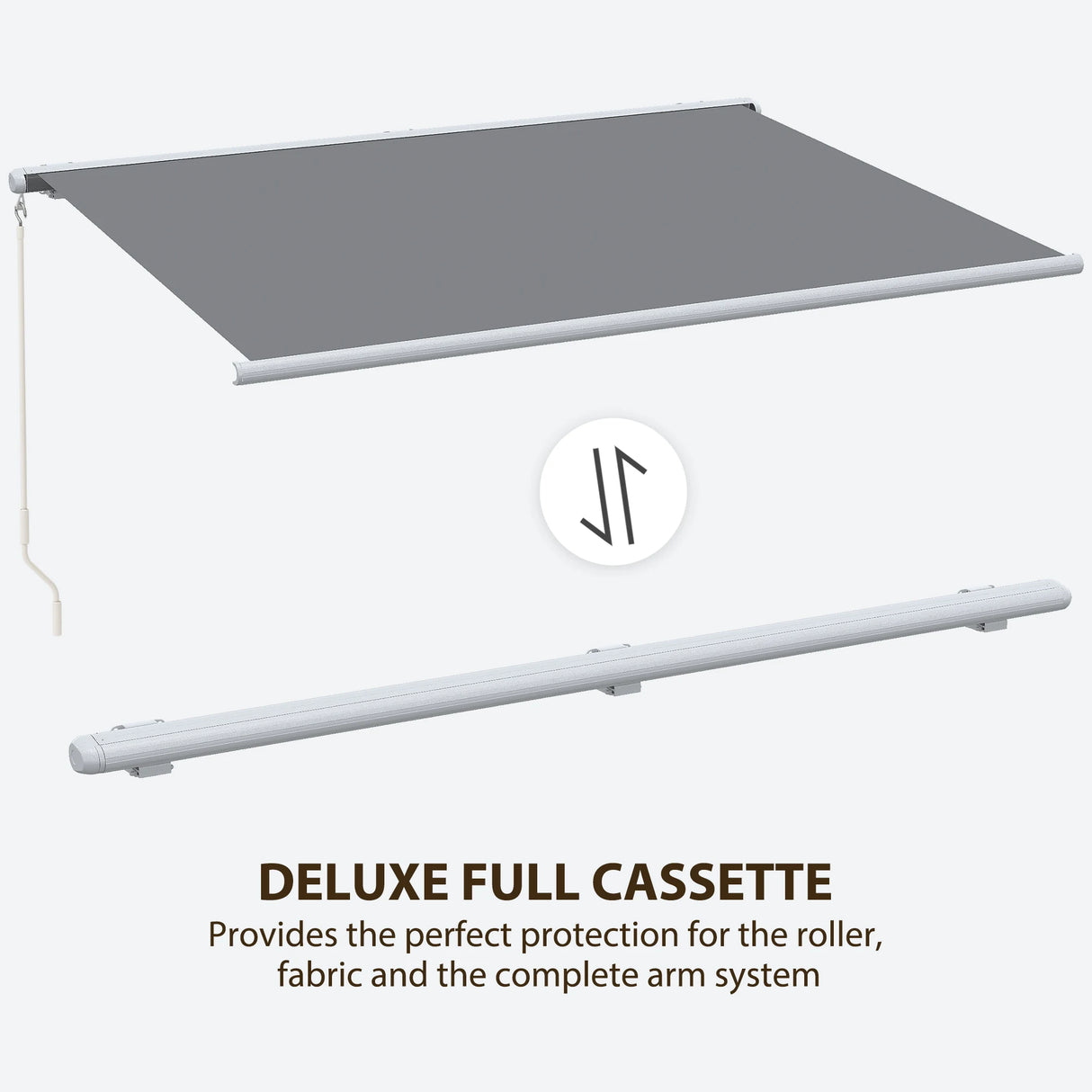 Outsunny 4x3m Full Cassette Electric/Manual Retractable Awning with Remote Controller, Sun Canopies for Patio Door Window with Remote Controller, Grey