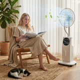 HOMCOM 135cm Pedestal Fan with Water Mist Spray Humidifying Misting Fan, White