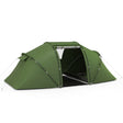 Outsunny 4-6 Man Camping Tent w/ Two Bedroom, Hiking Sun Shelter, UV Protection Tunnel Tent, Dark Green