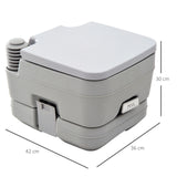 HOMCOM 10L Portable Toilet for Adults, Outdoor Camping Toilet with 2 Detachable Tanks & Push-button Operation, Compact Outdoor Travel Potty Loo with Lid, Seat for Fishing, Hiking, Picnic, Grey