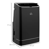 HOMCOM 14000 BTU Mobile Air Conditioner, 35m2, Smart Home WiFi, with Dehumidifier, Fan, 24H Timer, Window Kit, Black