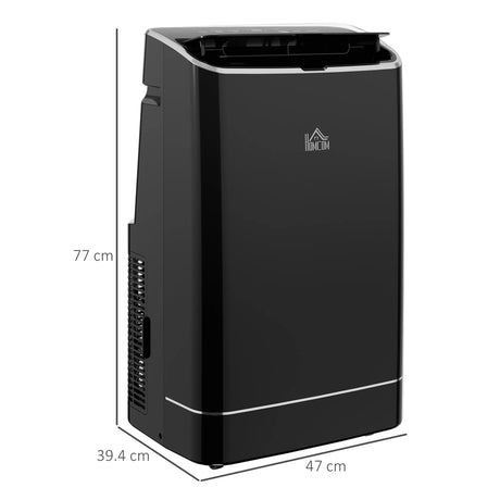 HOMCOM 14000 BTU Mobile Air Conditioner, 35m2, Smart Home WiFi, with Dehumidifier, Fan, 24H Timer, Window Kit, Black
