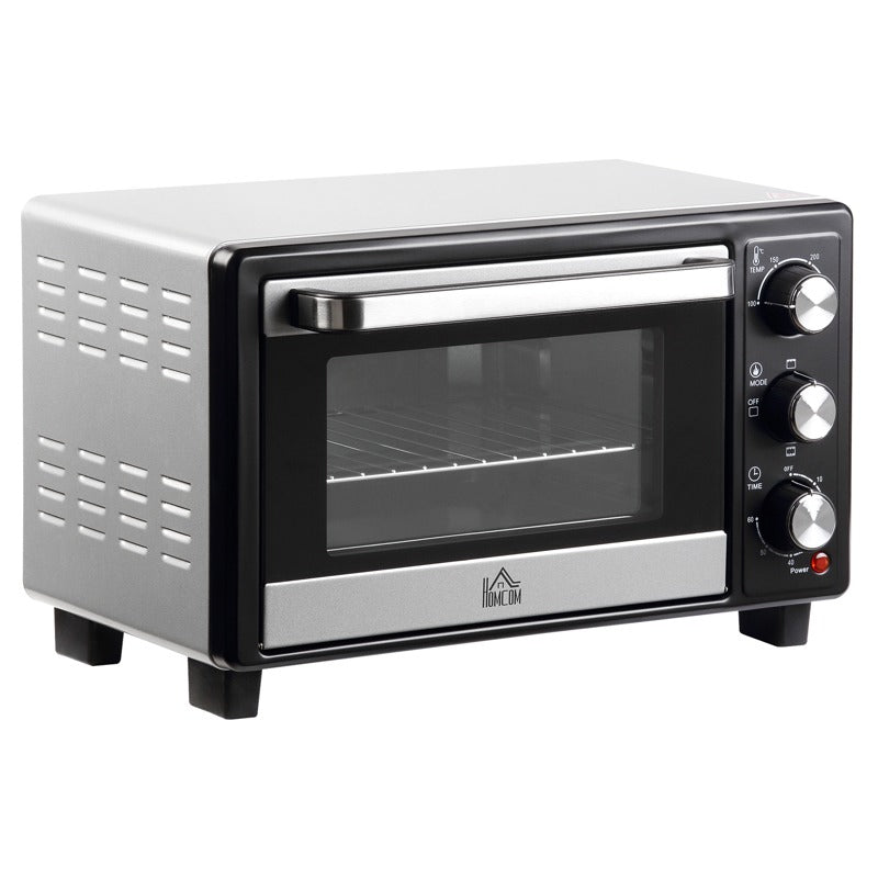 HOMCOM 16L Mini 1400W Countertop Oven - Black/Silver Tone