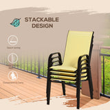 Outsunny Set of Four Stackable Mesh Seat Chairs - Beige